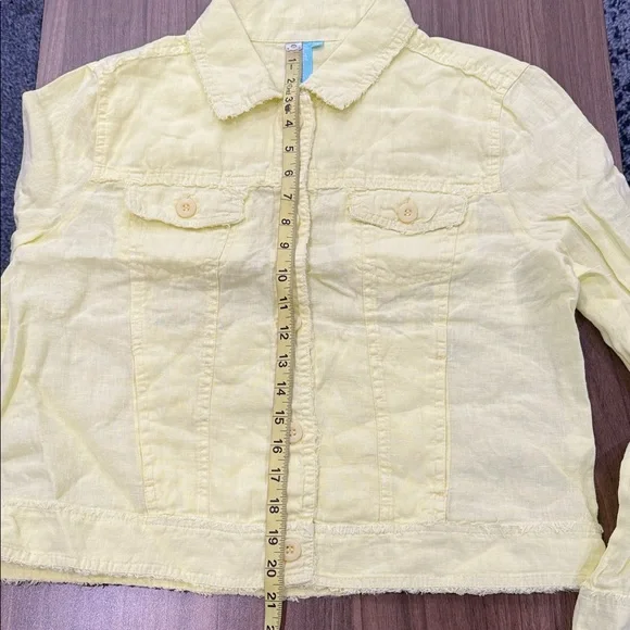 Anthony’s Resort Wear Yellow Linen Lightweight Frayed Edge Button Jacket Sz M - Picture 12 of 14